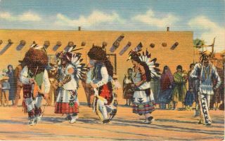 The Buffalo Dance Of The Pueblo Indians Buffalo Head And Skin Postcard