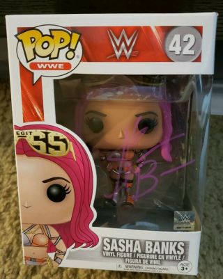 Wwe Funko Pop 42 Sasha Banks Autographed Hand Signed Picture Proof