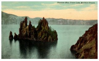 Early 1900s Phantom Ship,  Crater Lake,  Or Postcard