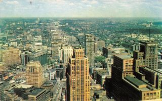 Q22 - 9839,  Downtown Aerial View,  Detroit,  Mich. ,  Postcard.