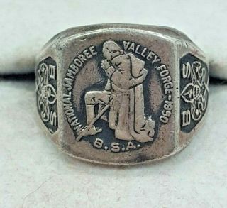 Sterling 1950 Boy Scouts Of America (bsa) National Jamboree Valley Forge Ring