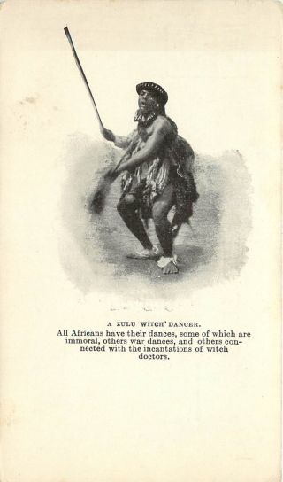 Postcard Zulu Witch Doctor Doing Possibly Immoral Dance Victorian Judgyness