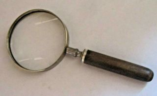 Antique Vintage Magnifying Glass Wood Handle Over Metal Brass ? Fitting