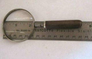 ANTIQUE VINTAGE MAGNIFYING GLASS WOOD HANDLE OVER METAL BRASS ? FITTING 2