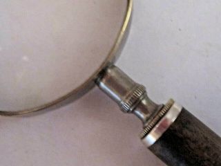 ANTIQUE VINTAGE MAGNIFYING GLASS WOOD HANDLE OVER METAL BRASS ? FITTING 3