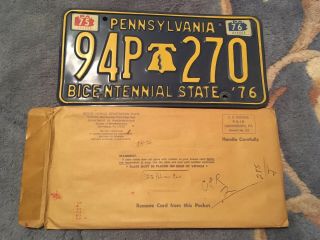 Vintage Pennsylvania State Police Psp License Plate 75 - 76 Bicentennial Troop J