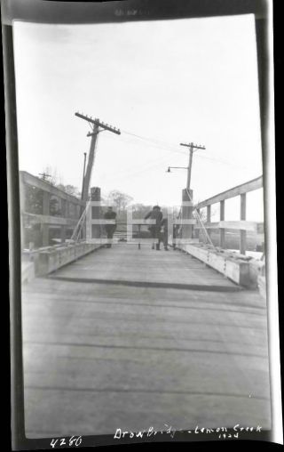 1924 Drow Bridge Lemon Creek Staten Island Nyc Old Photo Negative U344