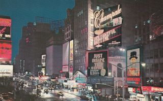 York Postcard - " World - Famous.  Times Square " (broadway & 46th St. )