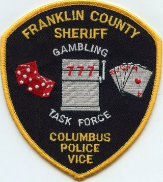 Franklin County Columbus Ohio Oh Gambling Task Force Vice Sheriff Police Patch