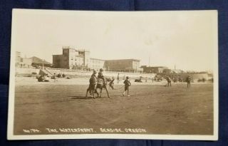 Early 1900s Vintage Rppc Postcard Seaside,  Oregon Beach Hotel Moore Donkey Ride
