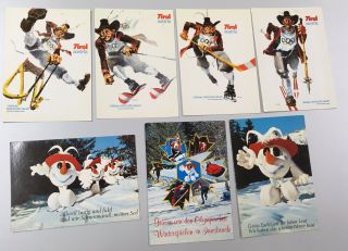Vintage Winter Olympics 1976 Tyrol Innsbruck Austria X 7 Postcards Mascot