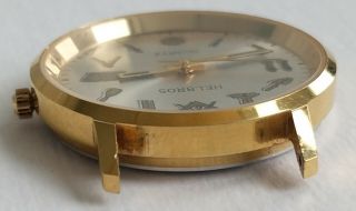 Vintage Helbros Masonic Watch Gold Plated with Masonic Symbols for Hour Markers 5