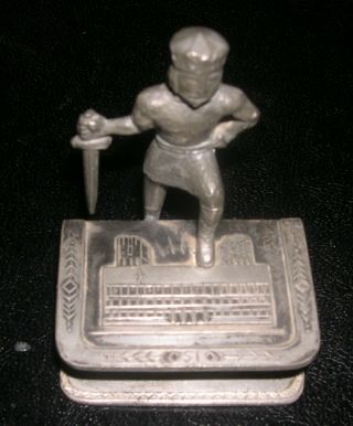 Vintage Match Box Holder,  Table Standing Knight Templar Figure