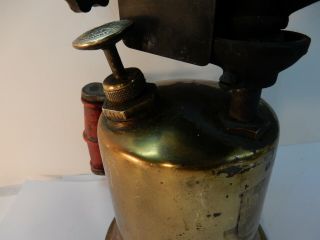 WOW Antique Turner Brass Blow Torch with Wood Handle Steampunk Art USA 5