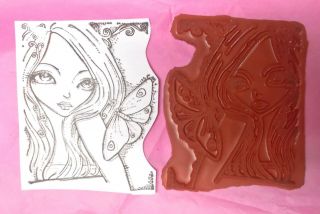 Ching - Chou Kuik Lady Butterfly Rubber Stamp Butterflies Woman Unmounted People