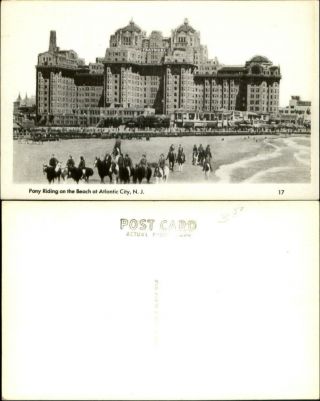 Pony Riding On The Beach Atlantic City Jersey Nj Traymore Hotel Rppc