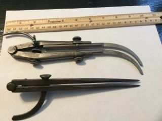Vintage L.  S.  Starrett And Other Brand Dividers Compass Tool Machinists