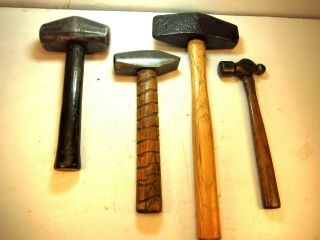 Set Of Four Vintage And Antique Blacksmith/metal Worker Hammers