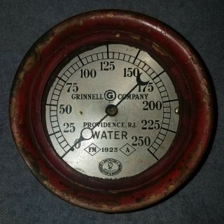 Antique Vintage Brass Water Pressure Gauge Grinnell Sprinkler Fire Steampunk1925
