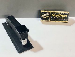 Vintage Bostitch Stapler Of Staples Aceliner Bakelite Push Top Retro
