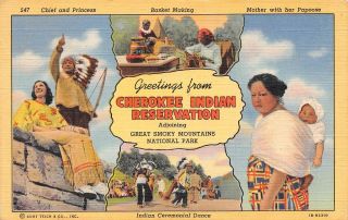 C22 - 7768,  Cherokee Indian Reservatioin,  Great Smoky Mts Natl Park,  Postcard.