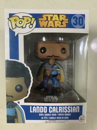 Rare Funko Pop Star Wars Lando Calrissian 30 Blue Box W 0.  5mm Protector (003)