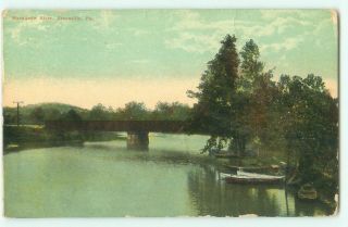 Greenville Pennsylvania Pa Shenango River Bridge Boats 1910 Postcard 24298