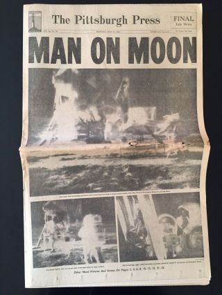 Vintage 1969 Man On Moon The Pittsburgh Press Edition Nasa Neil Armstrong