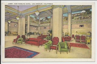 Vintage Linen Postcard Rosslyn Hotel Los Angles California Tichnor L45