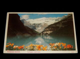 Vintage Postcard,  Banff,  Alberta,  Canada,  Lake Louise Poppies,  To Bar Mills,  Me