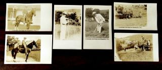 6 Photo Postcards President Calvin Coolidge Farming Horseback Riding Plymouth Vt