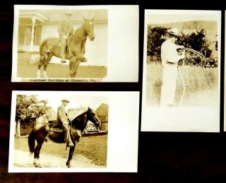 6 Photo Postcards PRESIDENT CALVIN COOLIDGE FARMING HORSEBACK RIDING PLYMOUTH VT 2