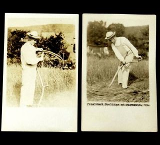 6 Photo Postcards PRESIDENT CALVIN COOLIDGE FARMING HORSEBACK RIDING PLYMOUTH VT 3