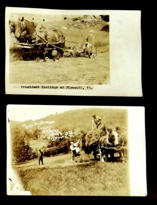 6 Photo Postcards PRESIDENT CALVIN COOLIDGE FARMING HORSEBACK RIDING PLYMOUTH VT 4