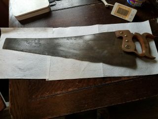 Antique Sheffield 26 Inch Hand Saw Sheffield Saw Indianapolis Ind No 58
