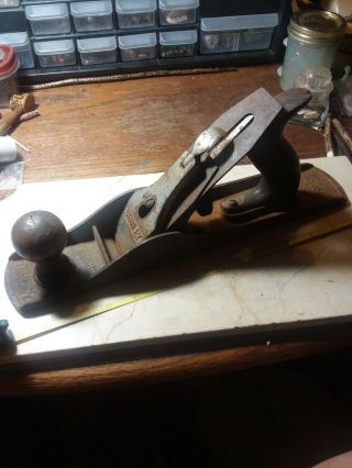 Vintage Stanley Bailey Hand Wood Plane No.  5 Woodworking Smooth Bottom