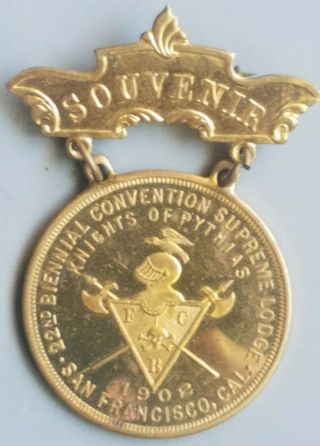 1902 Knights Of Pythias Medal San Francisco California Souvenir Fraternal