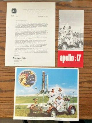 1972 Nasa Marshall Msfc Apollo 17 Memo,  Brochure,  Crew Print,  2 Bonus Prints