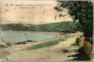 Postcard 1908,  Steamboat Landing On Ohio River At Manchester,  Oh
