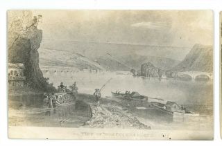 Rppc Sketch Pennsylvania Canal Boats 1884 Northumberland Pa Real Photo Postcard