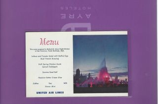United Airlines Issued Chicago Themed 50s Menu Postcard 3