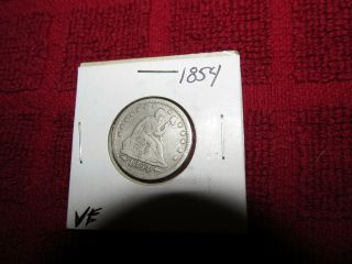 1854 SEATED LIBERTY SILVER QUARTER PROBLEM MID GRADE TYPE COIN ESTATE 3