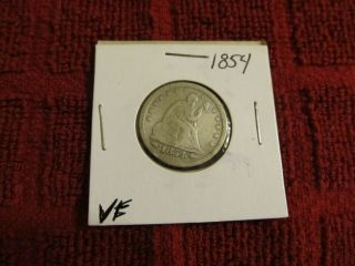 1854 SEATED LIBERTY SILVER QUARTER PROBLEM MID GRADE TYPE COIN ESTATE 4