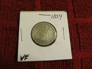 1854 SEATED LIBERTY SILVER QUARTER PROBLEM MID GRADE TYPE COIN ESTATE 5