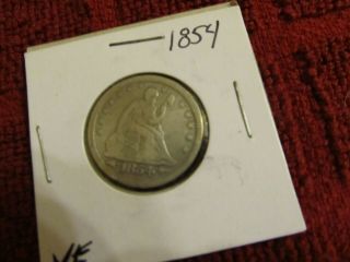 1854 SEATED LIBERTY SILVER QUARTER PROBLEM MID GRADE TYPE COIN ESTATE 6