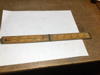 Vintage Stanley S.  W.  No.  68 A Folding Ruler,  Warranted Boxwood Brass Bound 2