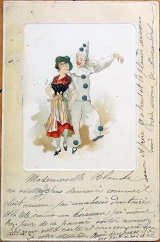 1905 Pierrot Clown Postcard: Italian Woman,  Dancing - Color Litho