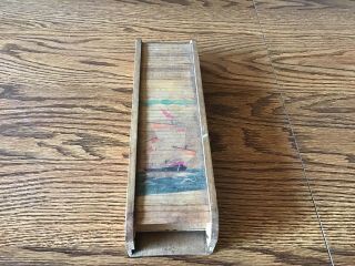 Vintage Wooden Hand Painted Roll Top Pencil Box - Case - Holder.  Made In Japan