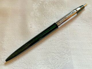 Vtg 1960 Paper Mate Model 98 Twin Heart Ballpoint Pen Black Chrome Trim Writes