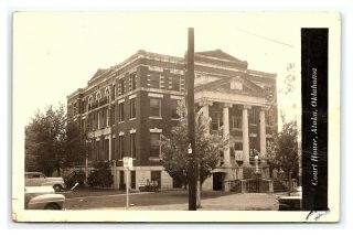 Vintage Postcard Rppc Court House Atoka Oklahoma J16